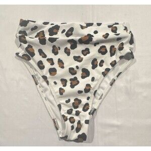 Xhilaration Women’s High Waist High Leg Leopard Print Swim Bottom White S (0-2)